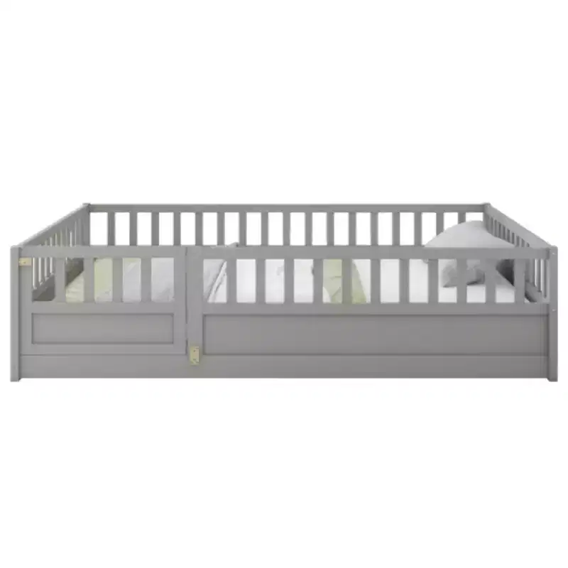 Single-Person Compact Low-Profile Bed Featuring Integrated Ultra-Secure Barrier Design
