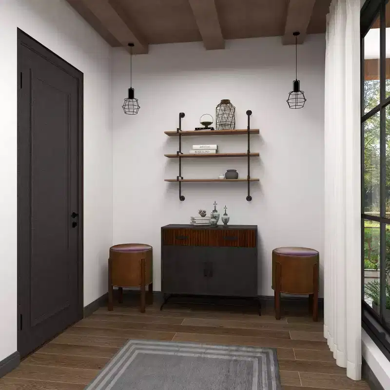 38x38 Wood 3 Level Wall with Metal Brackets Brown - Olivia & May: Industrial Style, No Assembly Required