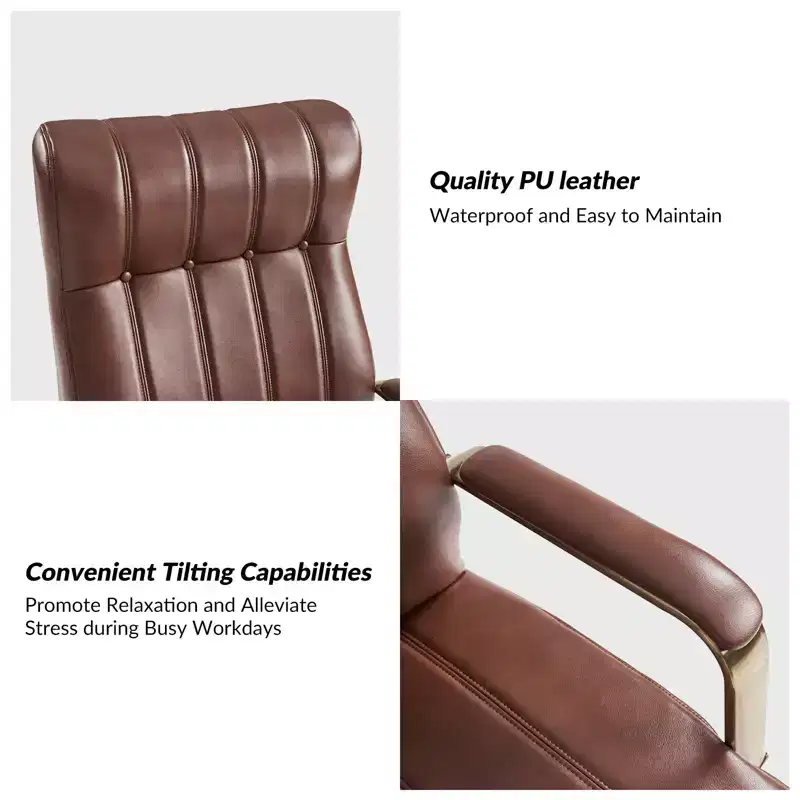 Siivio Modern Leather Swivel Tilting Office Chair with Channel Tufted|HULALA??HOME