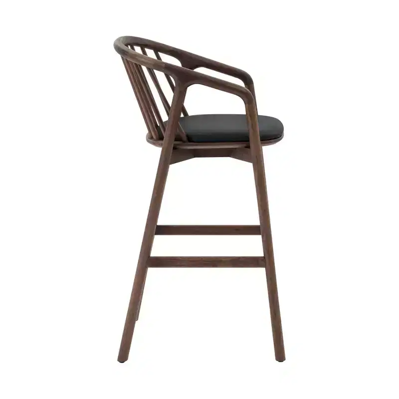 Armen Living Echo Wood and Faux Leather Barstool