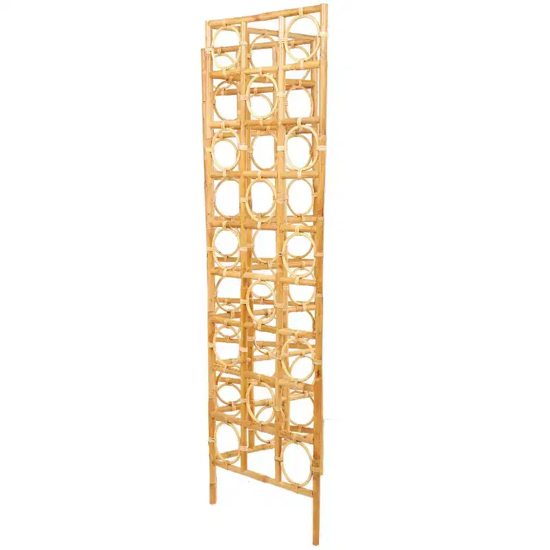 Olivia & May Rattan Handmade Woven 3 Panel Room Divider Screen with Open Frame Design Brown: Nautical Coastal Beach Style, No Assembly Required