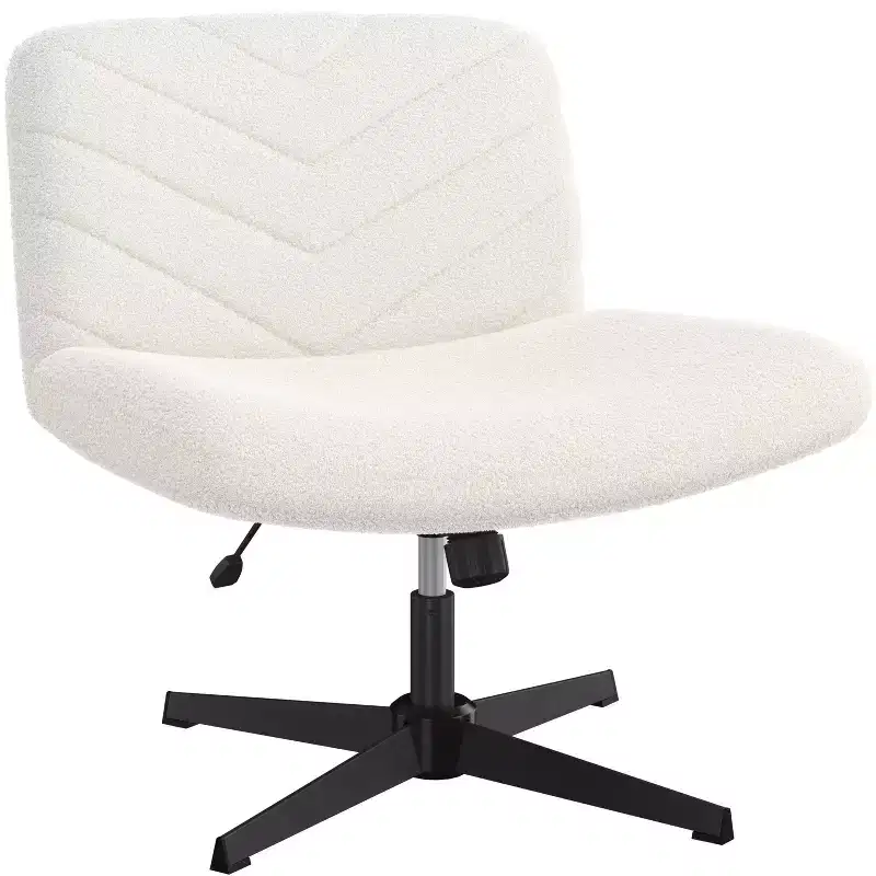 Boucle Swivel Office Chair for Home Office, White