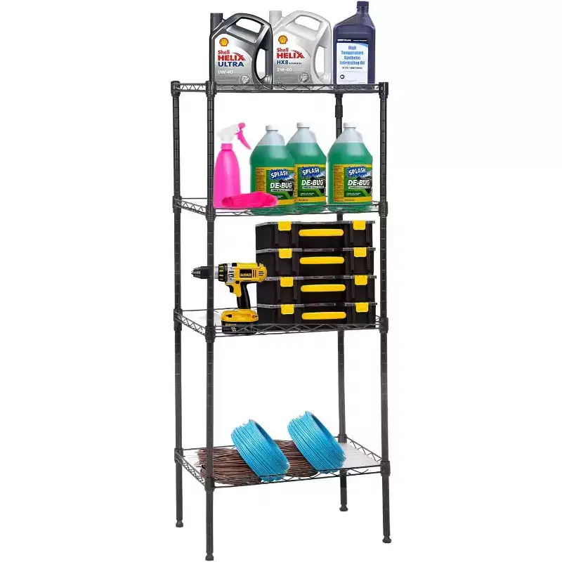 4 Tier Shelving Storage Shelves Garage Shelving Adjustable Shelf 600 lbs Total Bearing Capacity Multi-Functional Durable