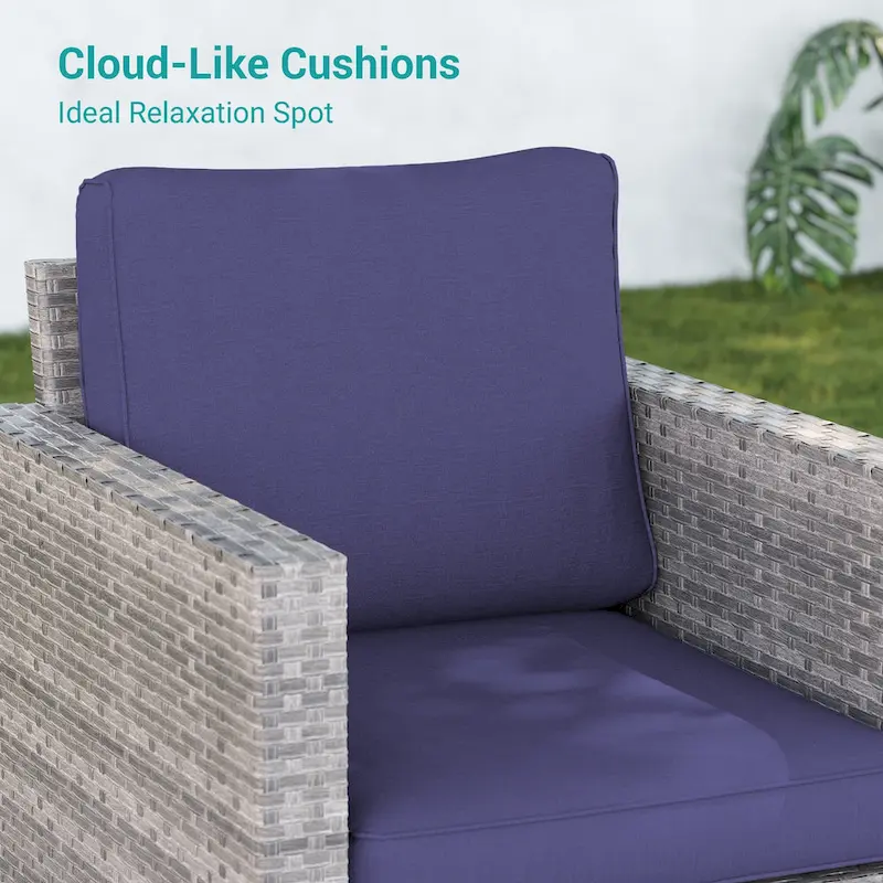 LIVOOSUN 8Pcs Patio Rocking Swivel Chair Sectional Brown Wicker Ottoman Sofa Set
