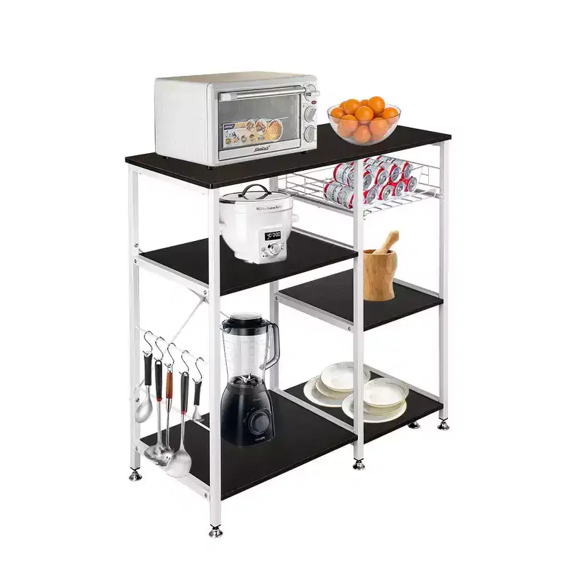 Karl Home Kitchen Baker's Rack 3-Tier Microwave Stand Dark Brown