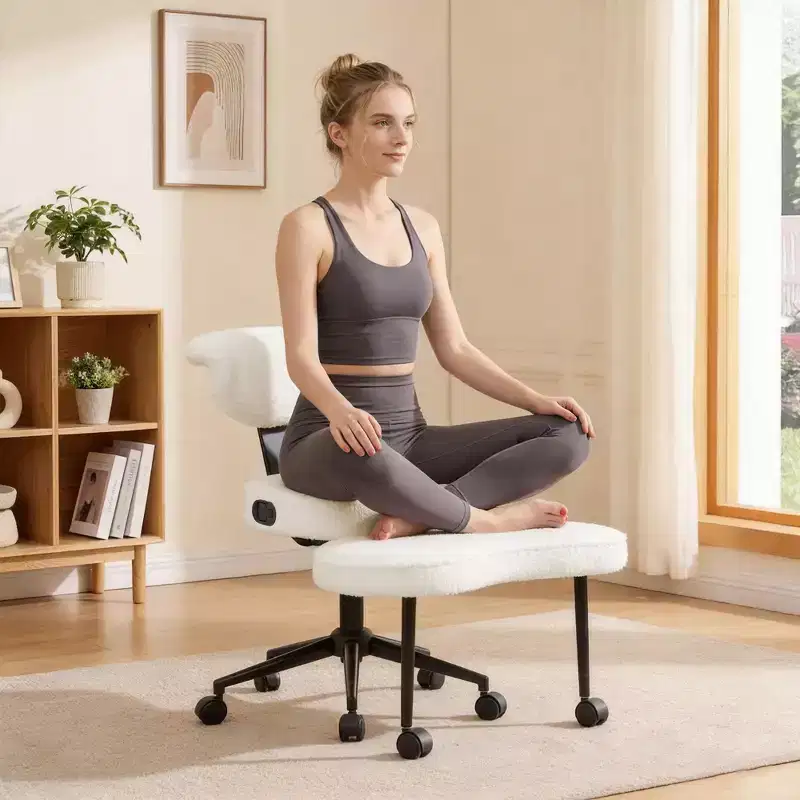 Ergonomic Cross Legged Office Chair with Lumbar Support, 360 Swivel Meditation Chair