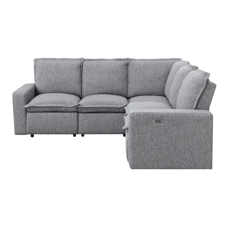 L-Shaped 5-Seater Power Recliner Sofa with USB Port