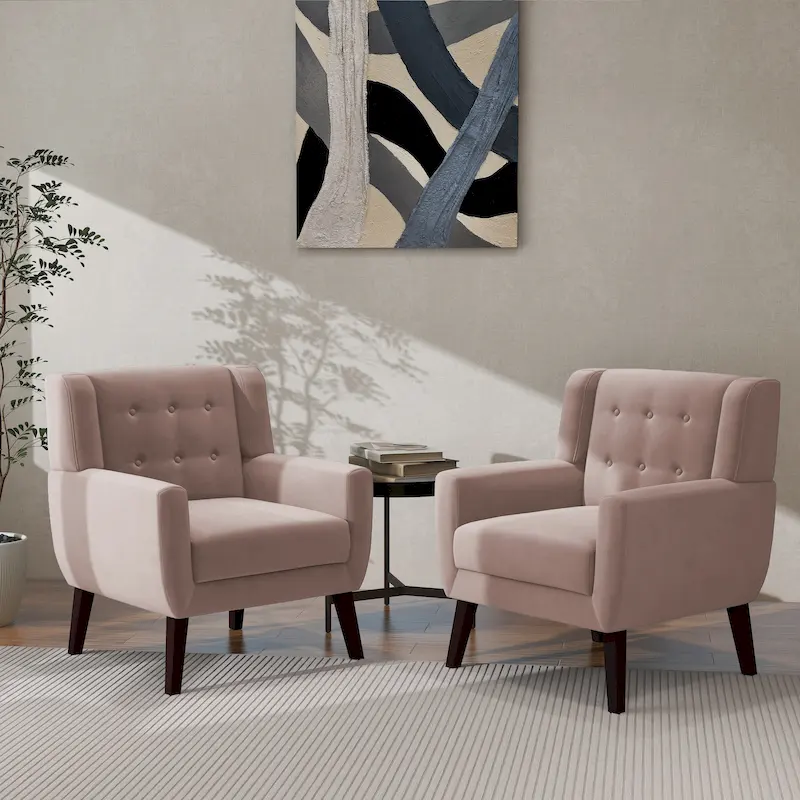 2 Set Modern Accent Chair Velvet Armchair