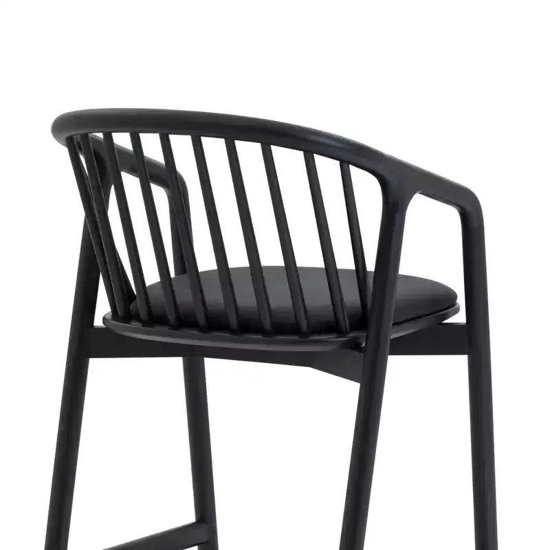 Armen Living Echo Wood and Faux Leather Barstool