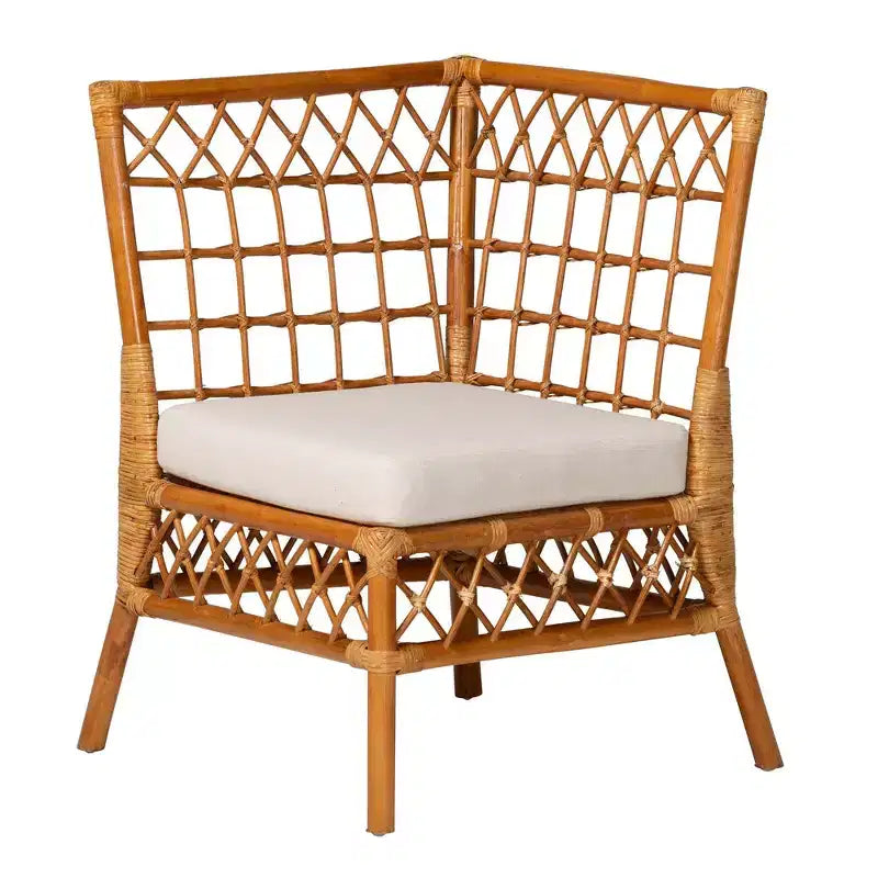 bali & pari 4pc Adalina Rattan Dining Nook Set: Plush Cushions, Round Table, No Assembly Required