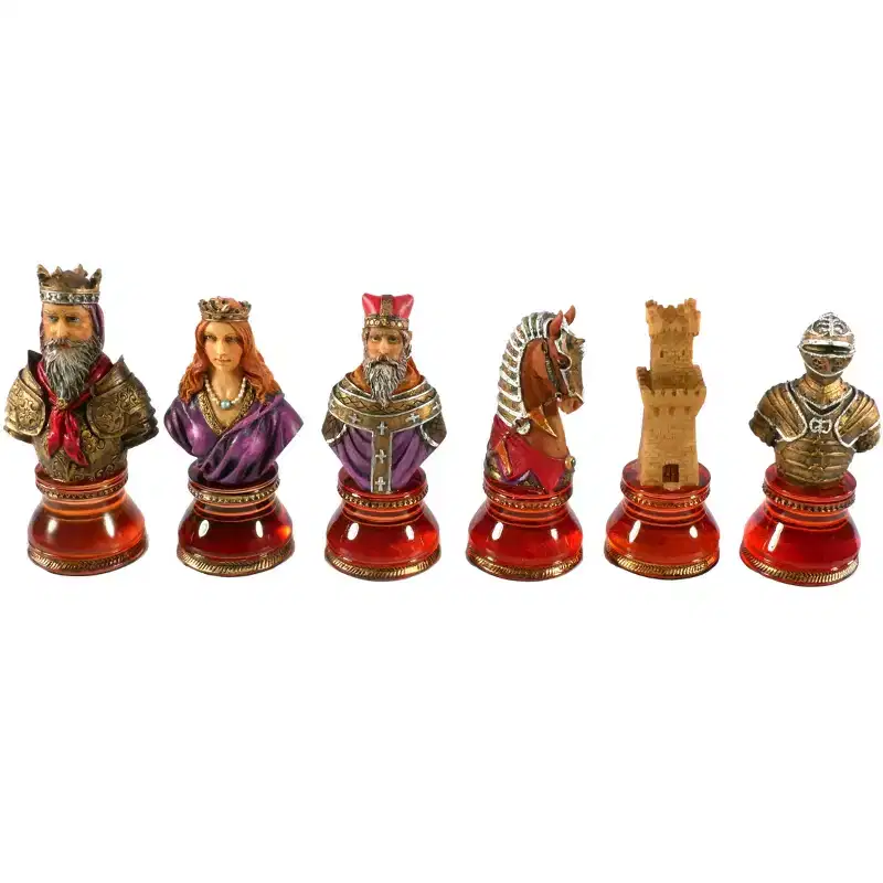 WorldWise Imports Chess Pieces - Resin - Camelot Busts On Acrylic Bases