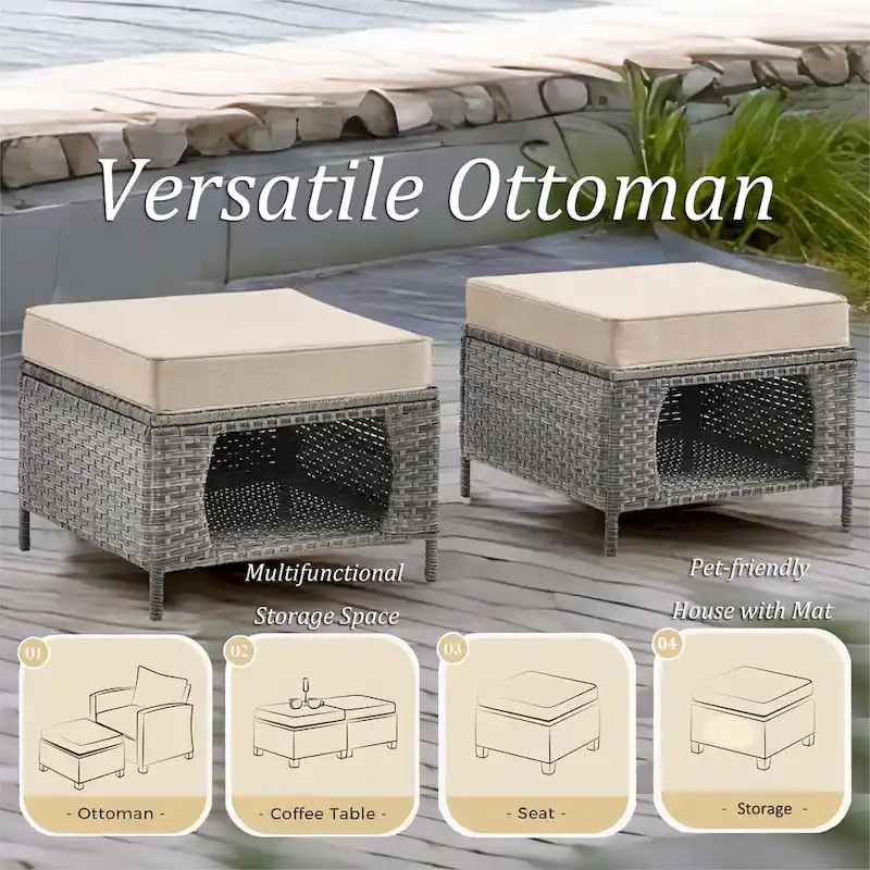 Patio Furniture-11 Piece Wicker Patio Furniture Set with Swivel Chairs