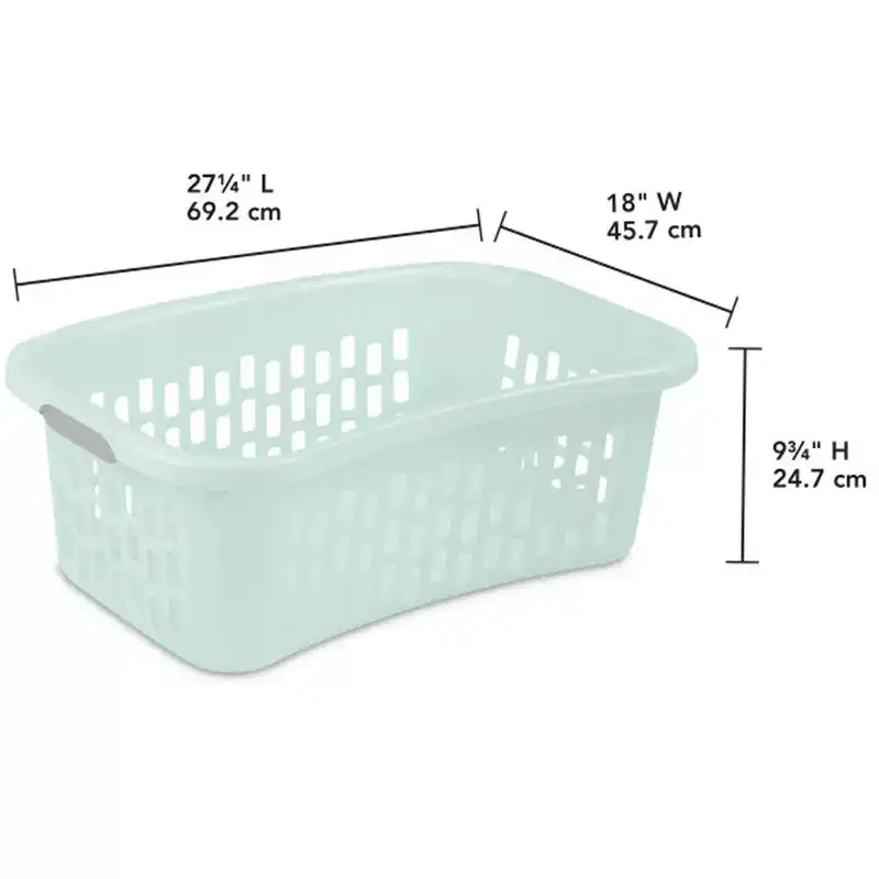 Sterilite HipHold Laundry Basket, 1.5 Bushel Plastic Clothes Hamper, Mint, 18 Pk