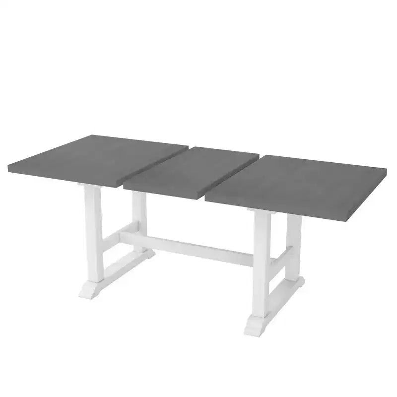Whisen Updated 6-Piece Rustic Kitchen Extendable Dining Table Set, 76.9 Trestle Dining Table & 4 Upholstered Dining Chairs, 1 Bench
