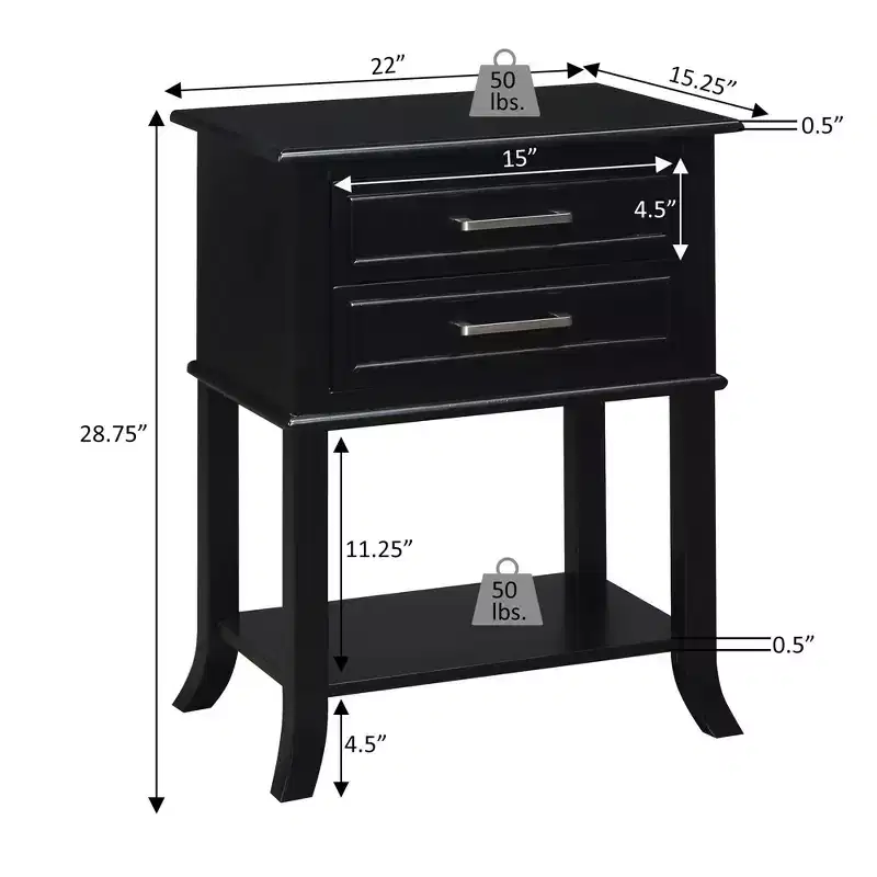 Breighton Home Sydney 2 Drawer End Table with Shelf