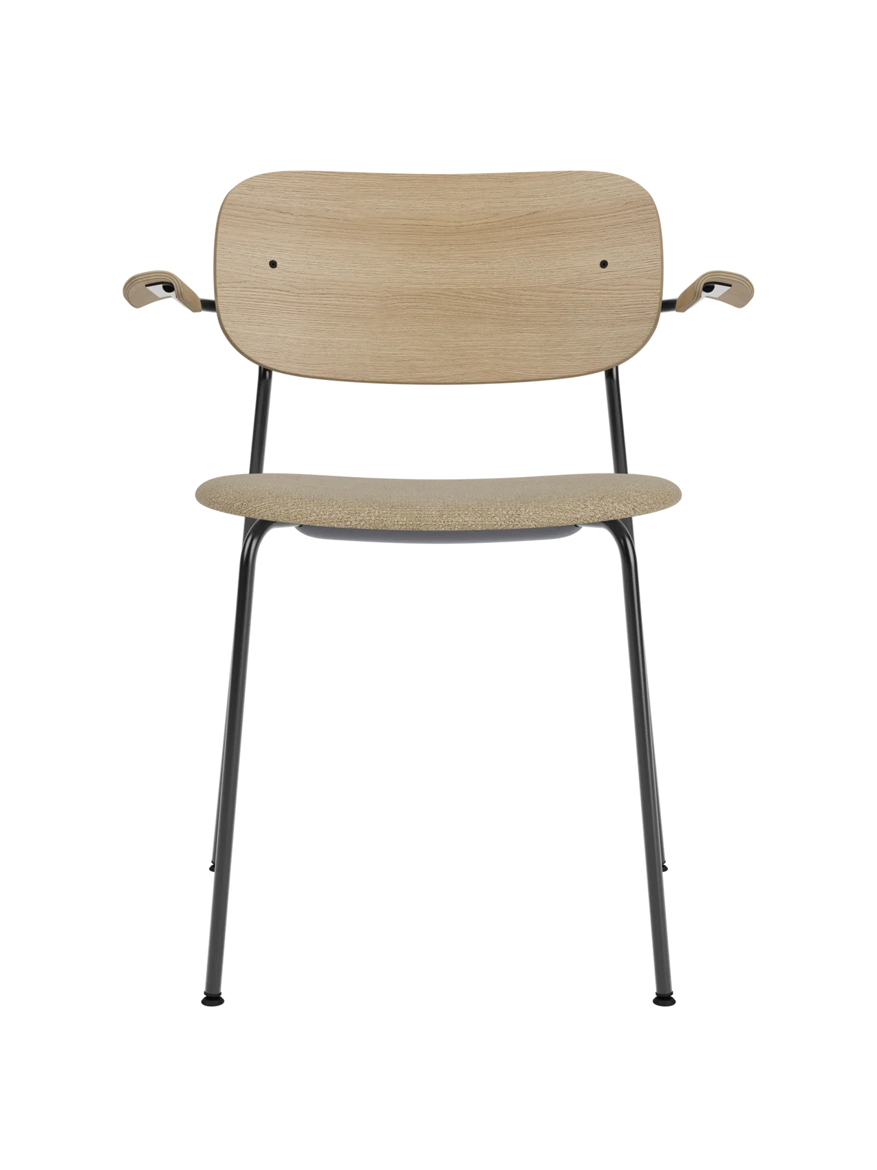 Dining Chair with Armrests, Upholstered Seat ¨C Black Frame, Stackable