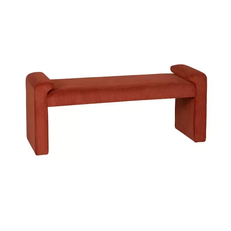 Linon Linn Upholstered Bench Rust Corduroy