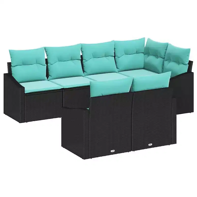 vidaXL Garden Sofa Set 7 pcs Brown Poly rattan - Brown