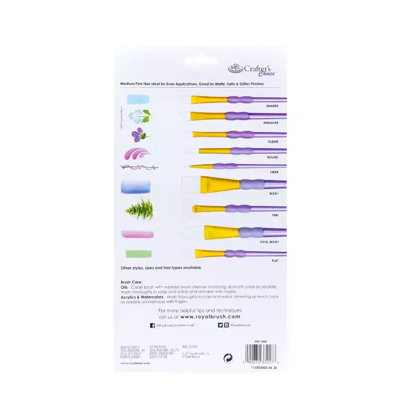 Royal & Langnickel Crafter's Choice Synthetic White Taklon Paint Brushes, 15pc