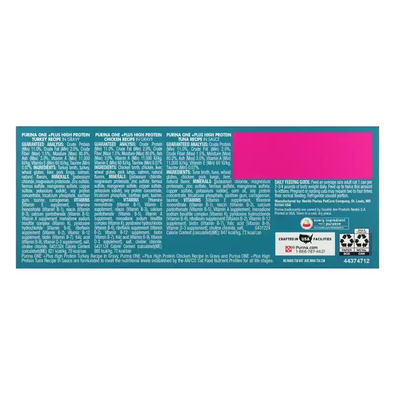 Purina ONE True Instinct Turkey, Chicken & Tuna In Gravy Premium Wet Cat Food Variety Pack - 3oz/12ct