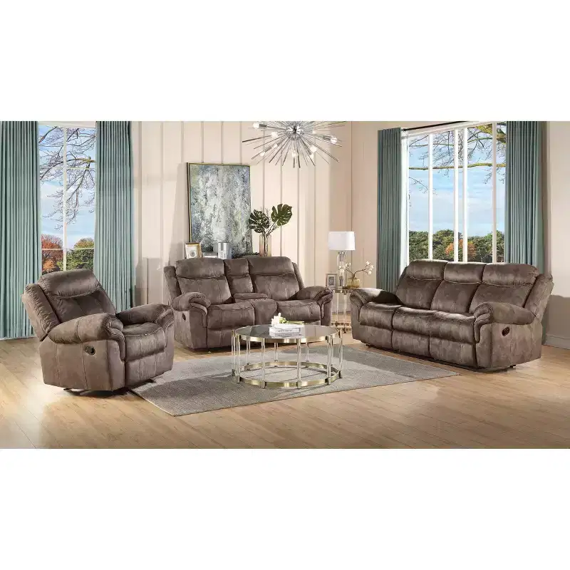 Acme Furniture Zubaida 2 Tone Recliner Sofa Chocolate Velvet