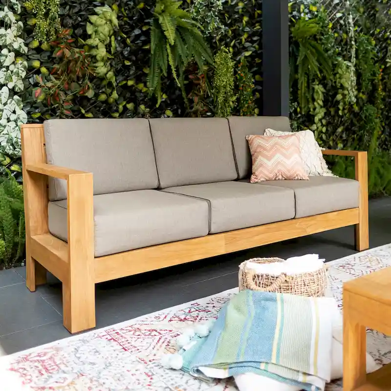 Cambridge Casual Logan 5-Piece Teak Patio Conversation Set with Sunbrella Cushion