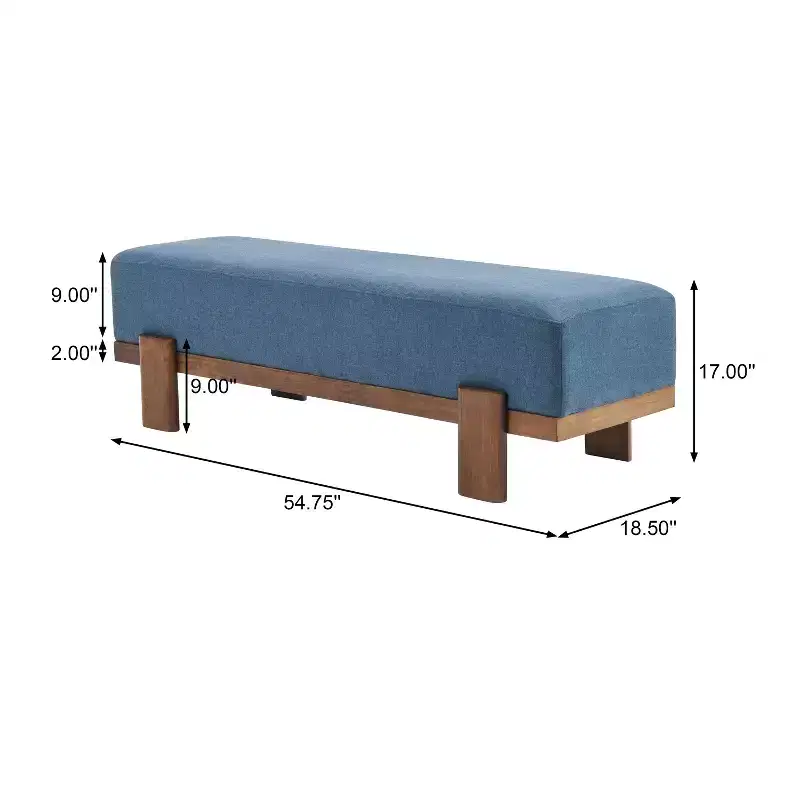 Christopher Knight Home Blinny 54.75W Upholstered Bench with Rubber Wood Legs