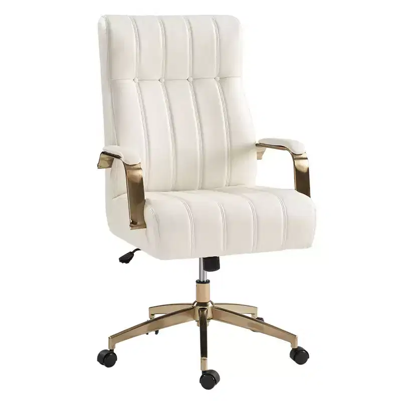 Siivio Modern Leather Swivel Tilting Office Chair with Channel Tufted|HULALA??HOME