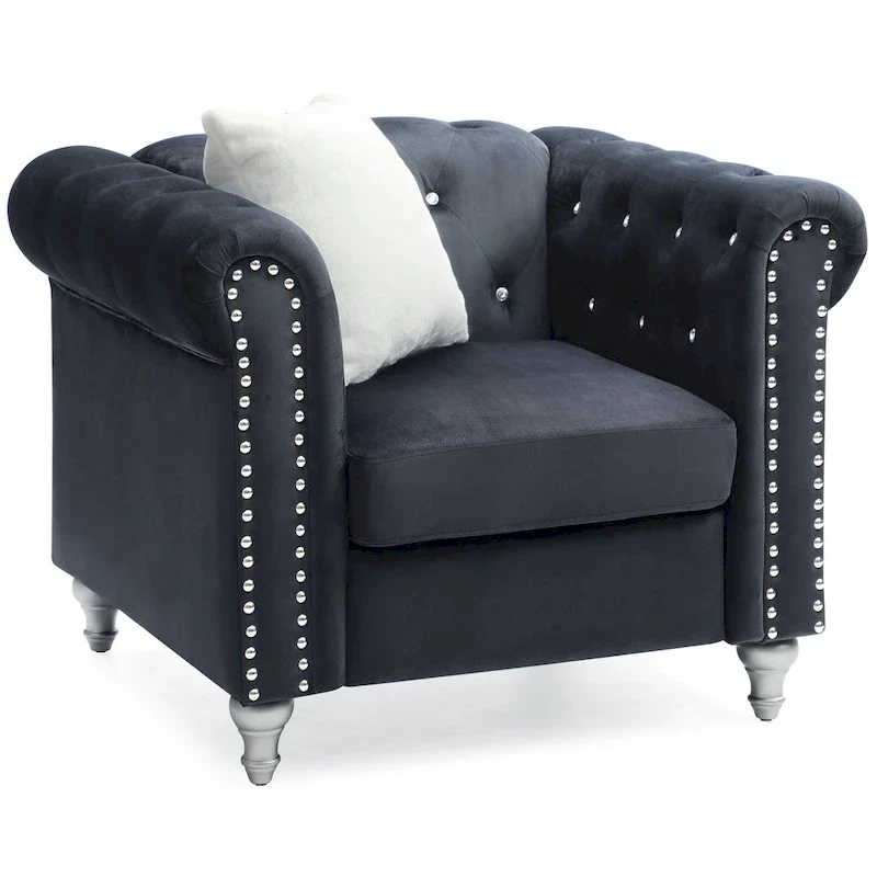 Velvet Crystal Accent Chair