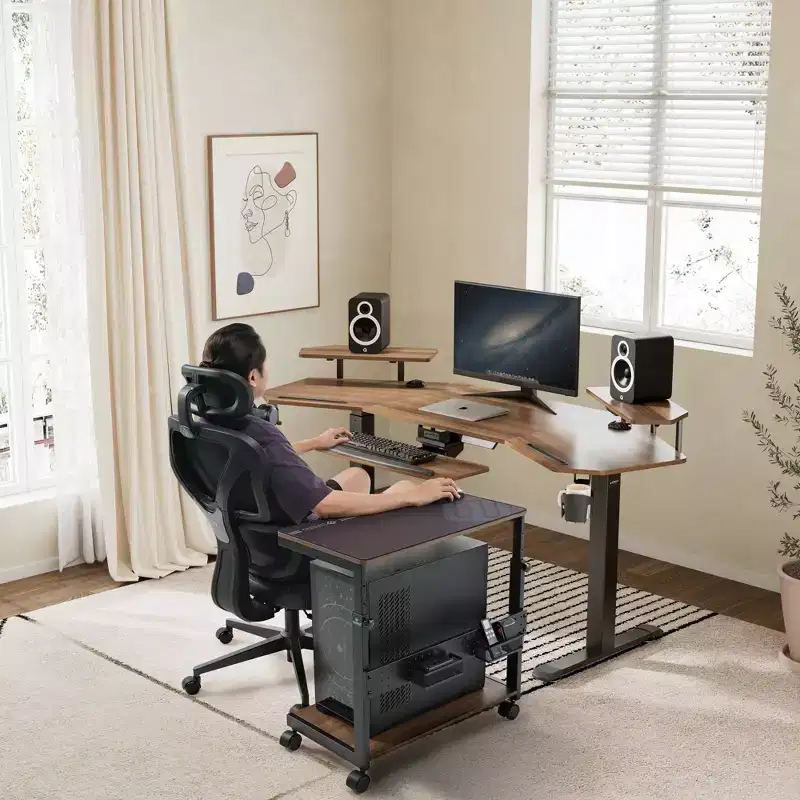 EUREKA ERGONOMIC Mobile Height Adjustable CPU Cart with Mouse Pad