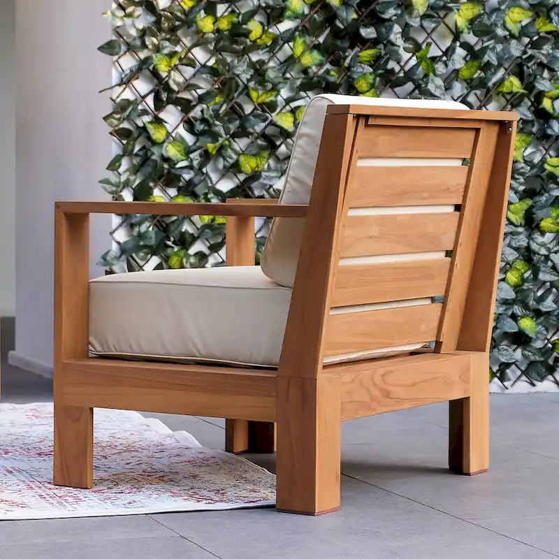 Cambridge Casual Logan 5-Piece Teak Patio Conversation Set with Sunbrella Cushion