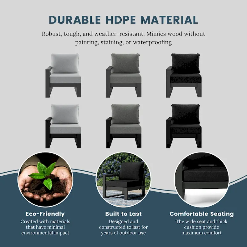Polytrends Endless Patio 4-Piece Deep Seating Set with Gray Frame