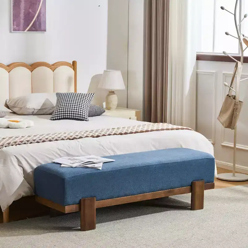 Christopher Knight Home Blinny 54.75W Upholstered Bench with Rubber Wood Legs