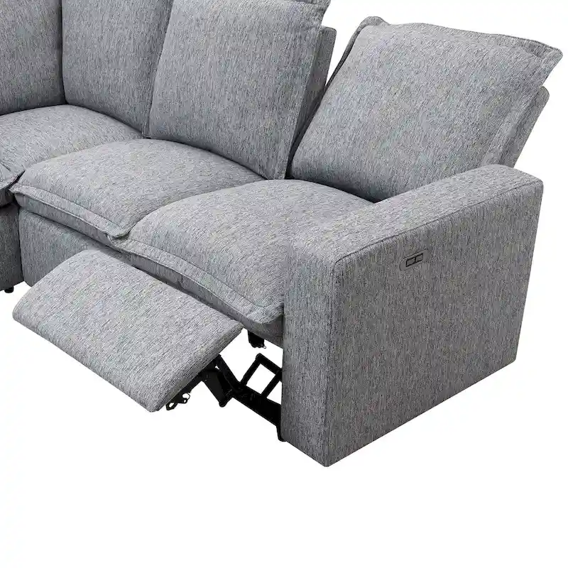 L-Shaped 5-Seater Power Recliner Sofa with USB Port