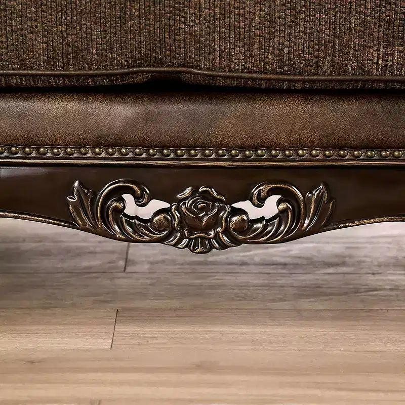 HOMES: Inside + Out Frazer 73" Loveseat Traditional with Nailhead Trim Brown