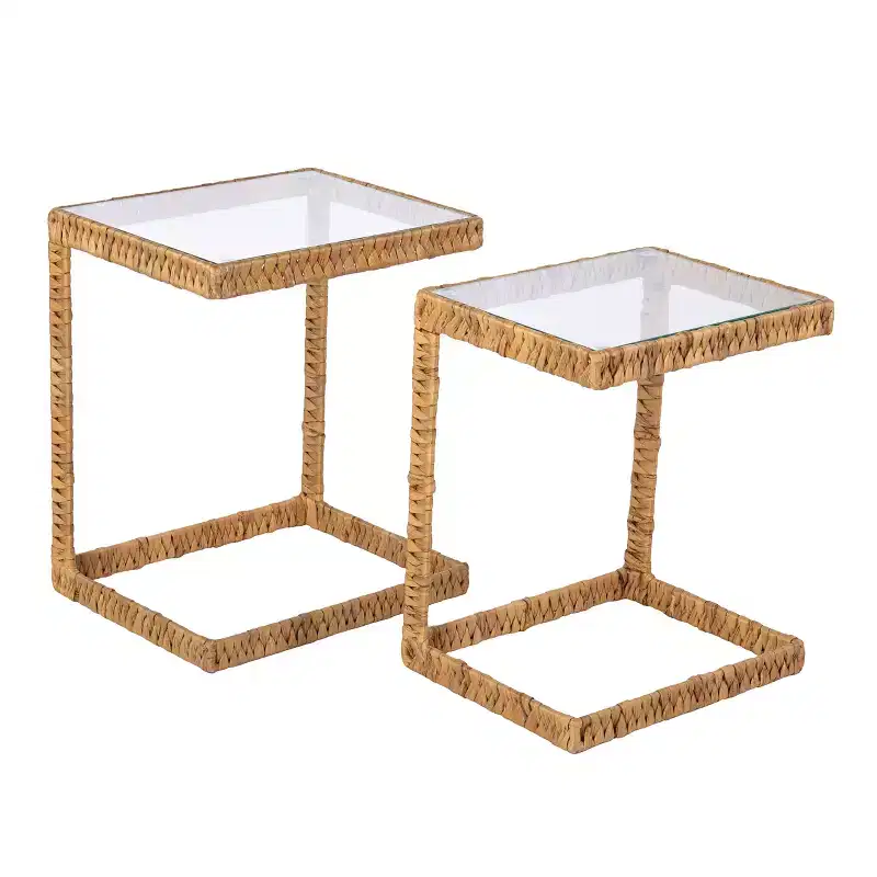 Ismaya Water Hyacinth Nesting C-Tables - 2pc Set - Natural - SEI
