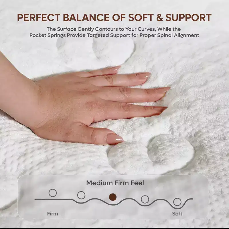 12 inch King Size Tencel Medium Hybrid Mattress, Plush Layer and Cooling Gel Memory Foam Mattress in a Box