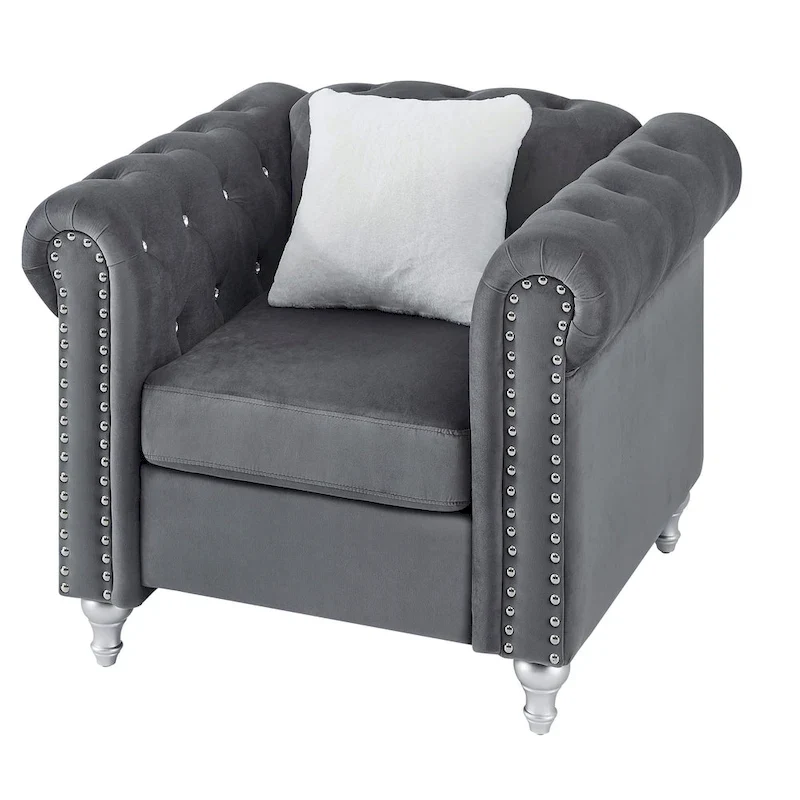 Velvet Crystal Accent Chair