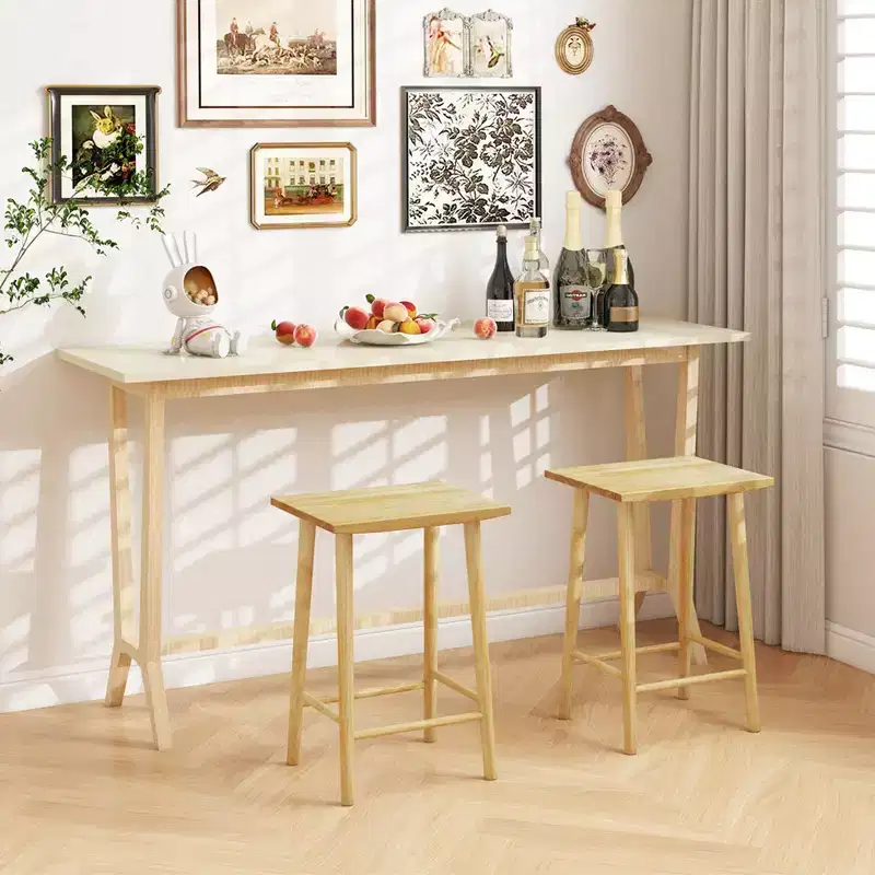 Costway 25.5 Counter Height Stool Set of 2/4 with Footrest & Solid Wood Frame Natural