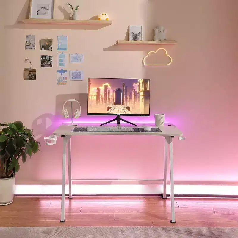 Gaming Desk with LED Lights and Headphone Holder - Room Essentials