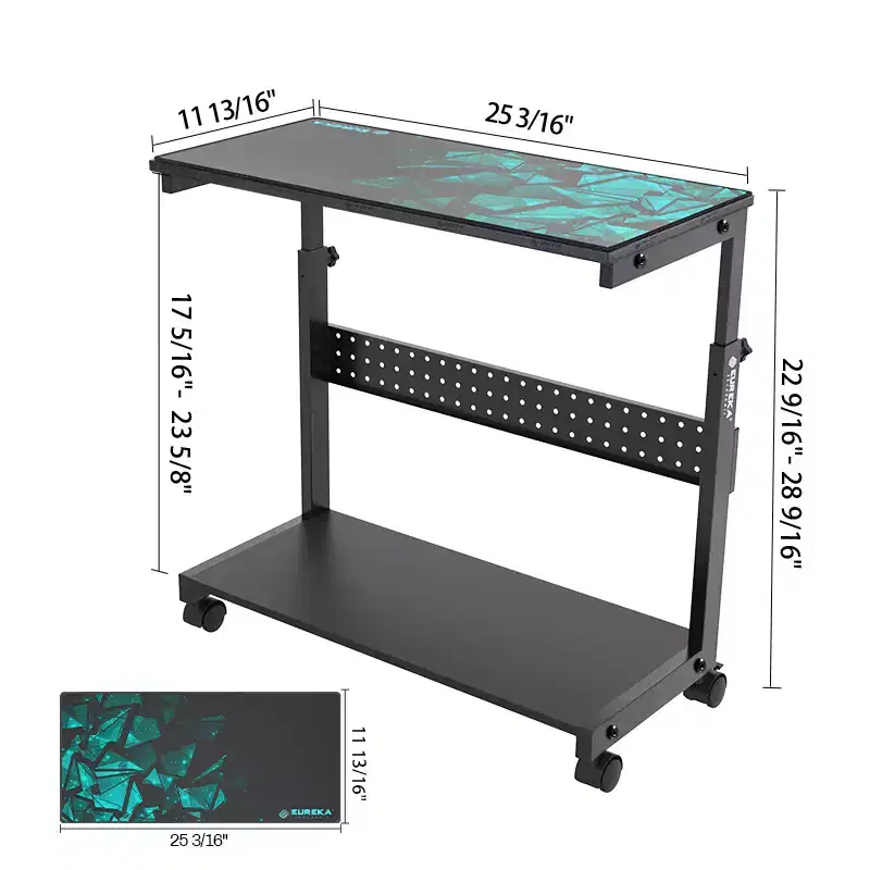 EUREKA ERGONOMIC Mobile Height Adjustable CPU Cart with Mouse Pad