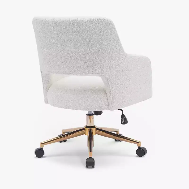 WestinTrends Genevieve Mid-Century Modern Swivel Office Chair With Wheels (Set Of 2), Cream