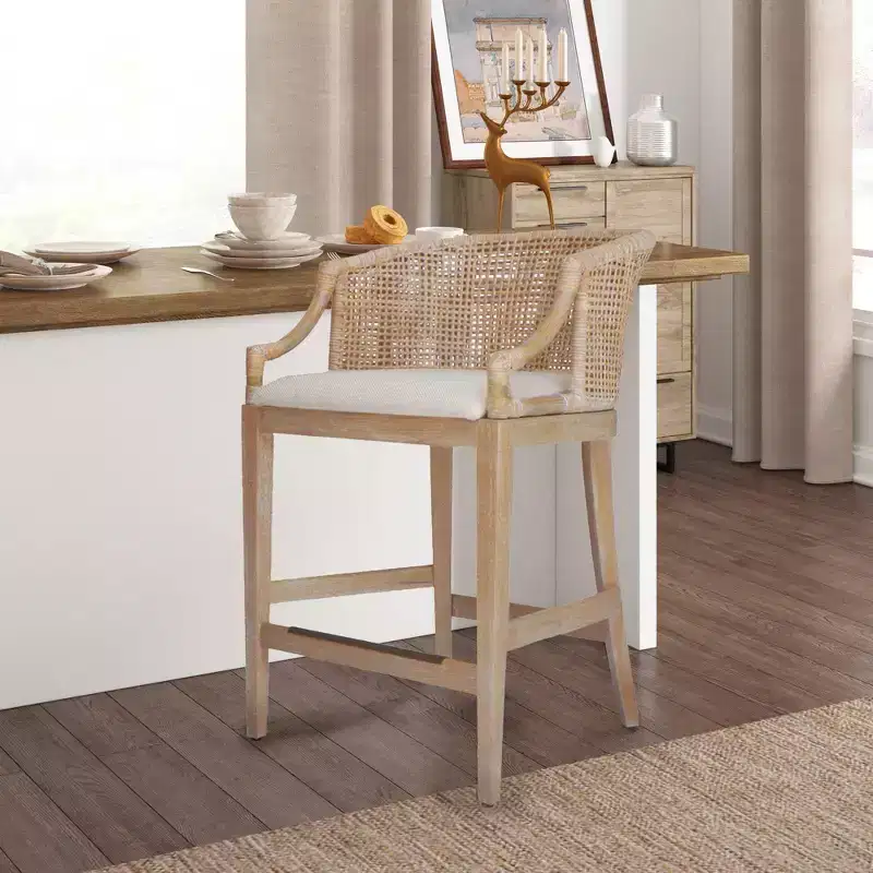 Martha Stewart 25 Playa Handcrafted Rattan Counter Height Barstool