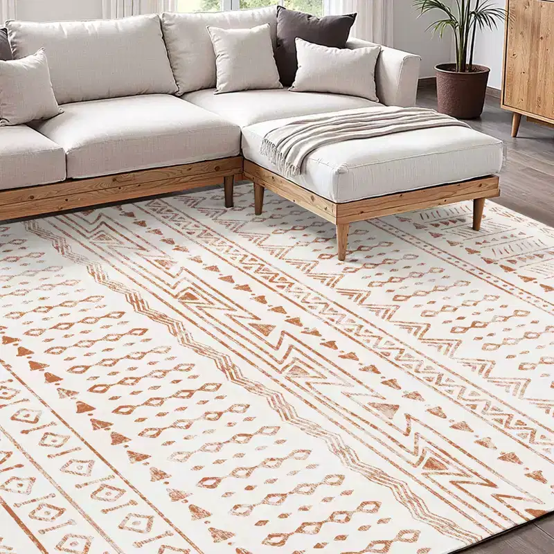VEVOR Area Rug, 5 x 8 ft Large Washable Rug, Non-Slip and Tear-Resistant Soft Carpet, Pet Friendly Modern Area Rugs, Indoor Mat for Bedroom, Beige