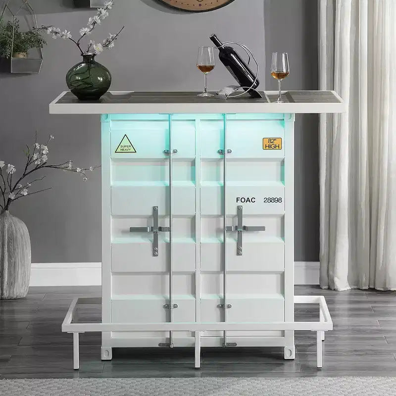 Locust Bar Table with Seven Color LED Strip White - HOMES: Inside + Out