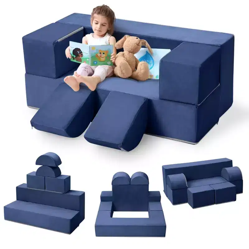 6-Piece Modular Kids Play Couch, Convertible Toddler Foam Sofa with Removable Cover for Bedroom & Playroom