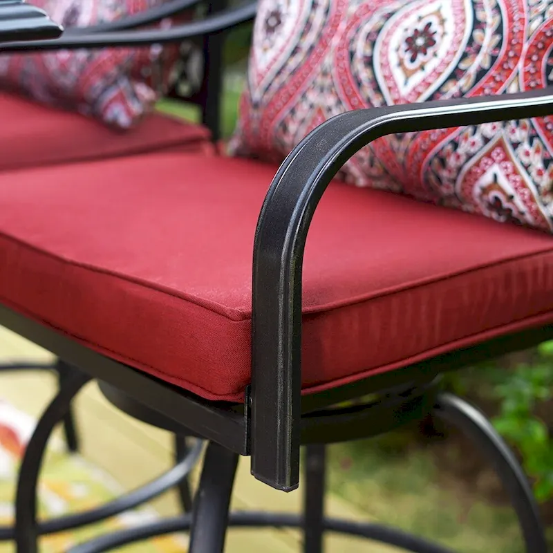 Outdoor Swivel Metal Cushioned Bar Height Patio Chairs Set of 4