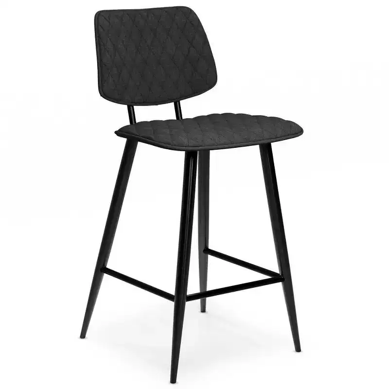 WyndenHall Set of 2 Skyla Counter Height Barstool Charcoal Gray: Quilted Diamond Detail, Plywood Frame, Foam Filled