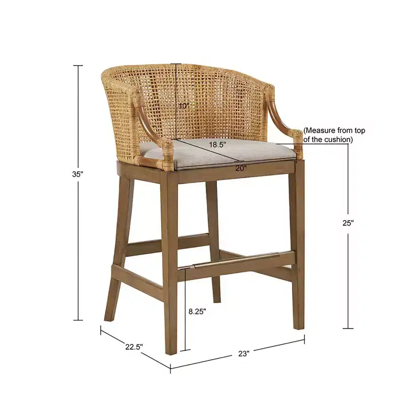 Martha Stewart 25 Playa Handcrafted Rattan Counter Height Barstool