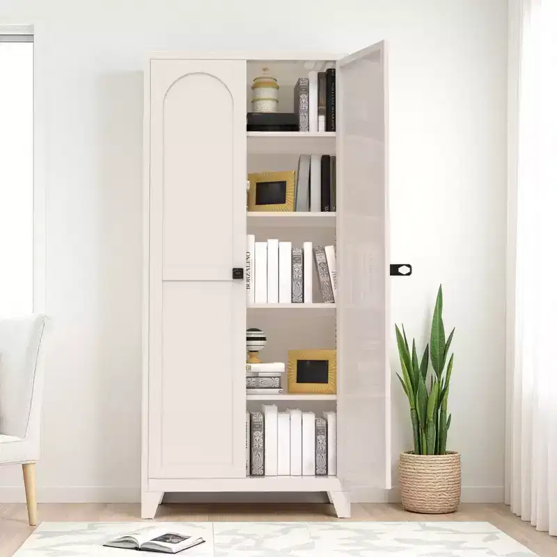 70 Tall Metal Storage Cabinet with Lockable Doors & Adjustable Shelves, Kitchen Pantry Cabinet, Tools Clothes Garage Storage Cabinet for Home Office